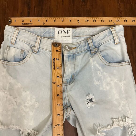 ONE x ONE TEASPOON Trashed Freebirds Distressed Ripped Jeans Ankle Zip - Picture 14 of 16